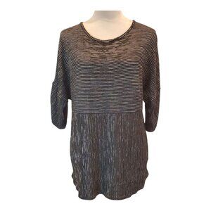 MAX STUDIO SZ 2X Women's Plus Black & White Striped Rayon Blend Pullover Top